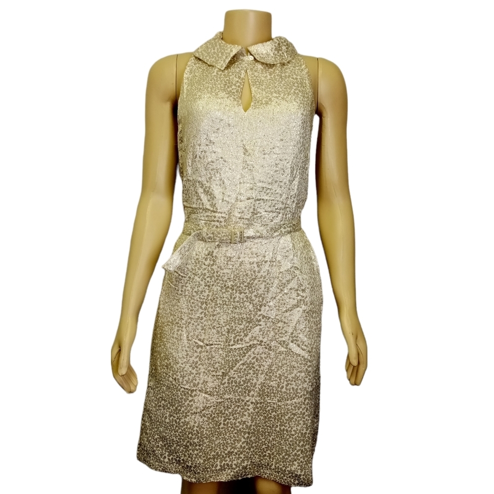 Women's A.P.C Gold Silk Blend Belted Dress M